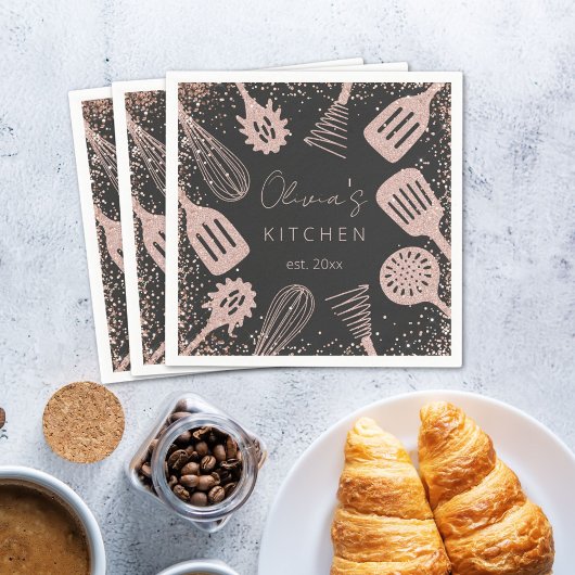 Serviette En Papier Outils de Cuisine de Parties scintillant d'or Rose