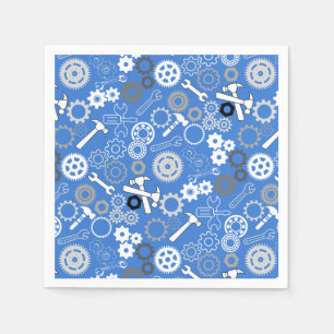Serviette En Papier Outils Motif 01.b LBlue BG