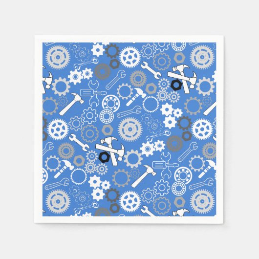 Serviette En Papier Outils Motif 01.b LBlue BG (Devant)