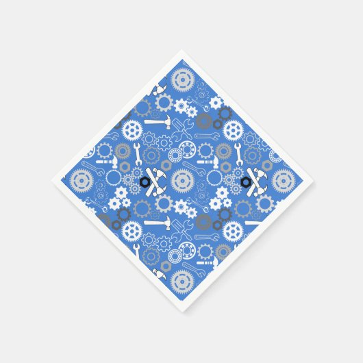 Serviette En Papier Outils Motif 01.b LBlue BG (Coin)