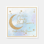 Serviette En Papier Over the Moon Baby Shower Cocktail Napkin (Devant)