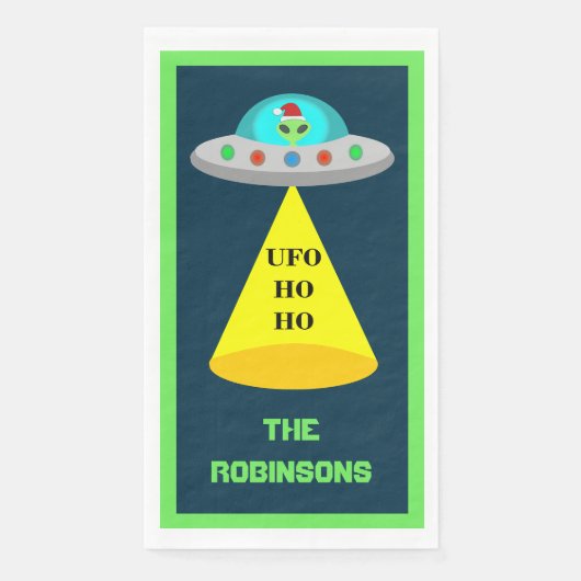 Serviette En Papier OVNI de Noël Ho Ho Alien soucoupe volante Personna (Devant)