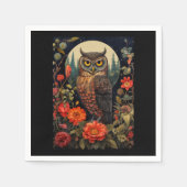 Serviette En Papier Owl at Night with a Full Moon (Devant)