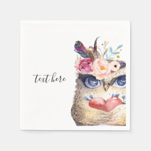 Serviette En Papier OWL, bohème, boho floral