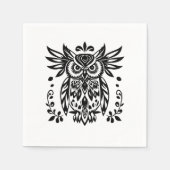 Serviette En Papier Owl Lovers Rustic Woodlands Black White Bohemian  (Devant)