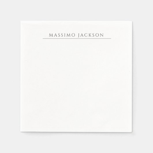 Serviette En Papier Own Name Calligraphy Chic Plain Simple Black White (Devant)