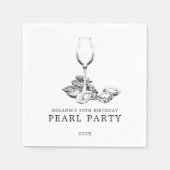 Serviette En Papier Oyster Pearl Party | Noir et blanc (Devant)