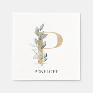 Serviette En Papier P Monogramme Floral Serviettes personnalisées