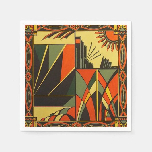 Serviette En Papier pack de serviette orange art déco (Devant)