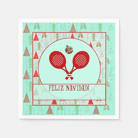 Serviette En Papier Padel Cocktail Napkin – A Padel Retro Christmas (Devant)