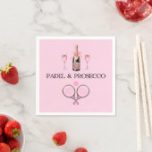 SERVIETTE EN PAPIER PADEL NAPKIN: PADEL & PROSECCO CLASSIC PINK-BLACK (En situation)