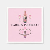 SERVIETTE EN PAPIER PADEL NAPKIN: PADEL & PROSECCO CLASSIC PINK-BLACK (Devant)