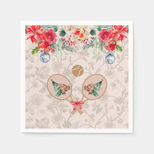 Serviette En Papier Padel Themed Napkins – Festive Racquet Motif (Devant)