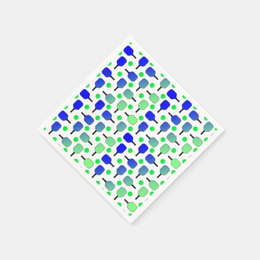 Serviette En Papier Pagaies de Pickleball Bleu et Vert Pickleball Vert (Coin)
