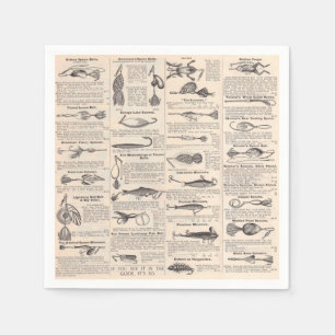 Serviette En Papier Page de catalogue de leurres de pêche antiques en 