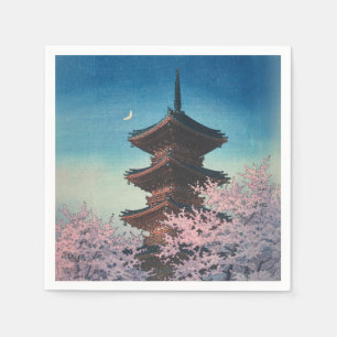 Serviette En Papier Pagode de printemps japonaise vintage sur une soir