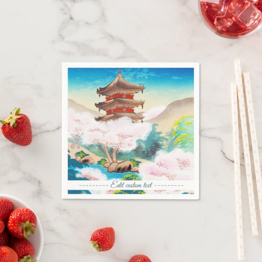 Serviette En Papier Pagode Keisui au printemps japonais paysage orient (En situation)