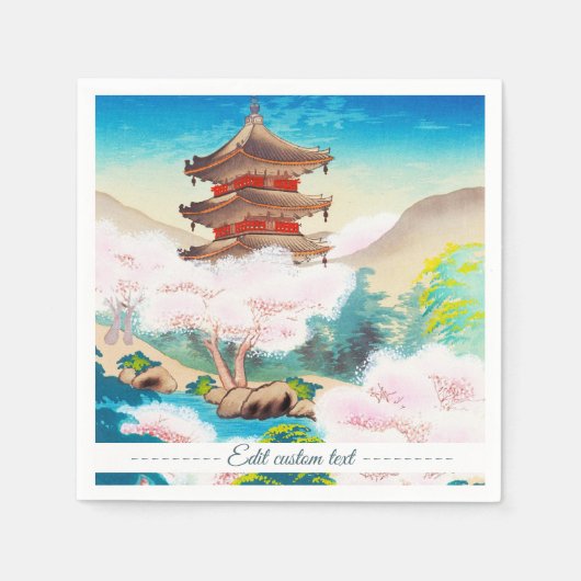 Serviette En Papier Pagode Keisui au printemps japonais paysage orient (Devant)