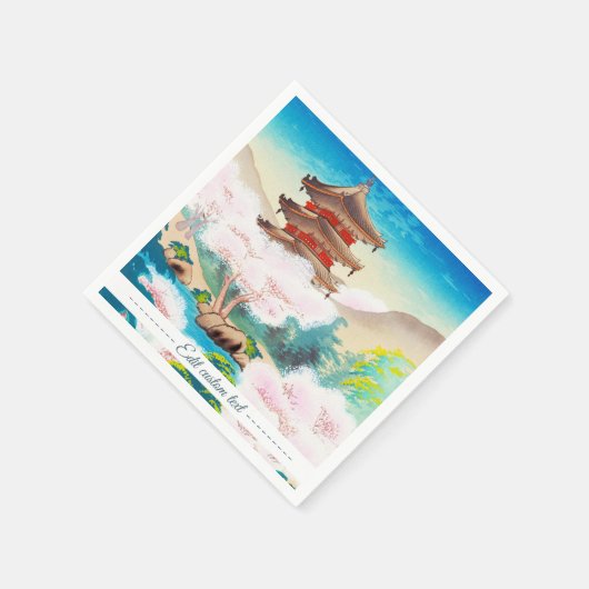 Serviette En Papier Pagode Keisui au printemps japonais paysage orient (Coin)