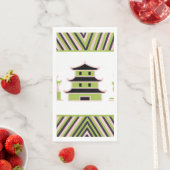 Serviette En Papier Pagode rose verte Stripe chinois (En situation)