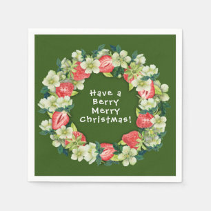 Serviette En Papier (Paille) Berry Joyeux Noël Livre vert Cocktail