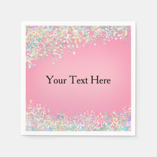 Serviette En Papier Paillet holographique rose vierge (Devant)