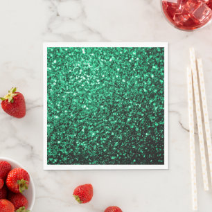 Serviette En Papier Pailletés de faux strass vert émeraude