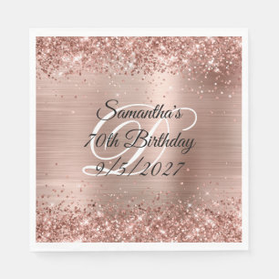 Serviette En Papier Paillettes de faux or rose et papier d'aluminium 7