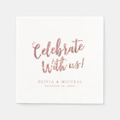 Serviette En Papier Paillettes de rose dorée personnalisées célébrez a (Devant)