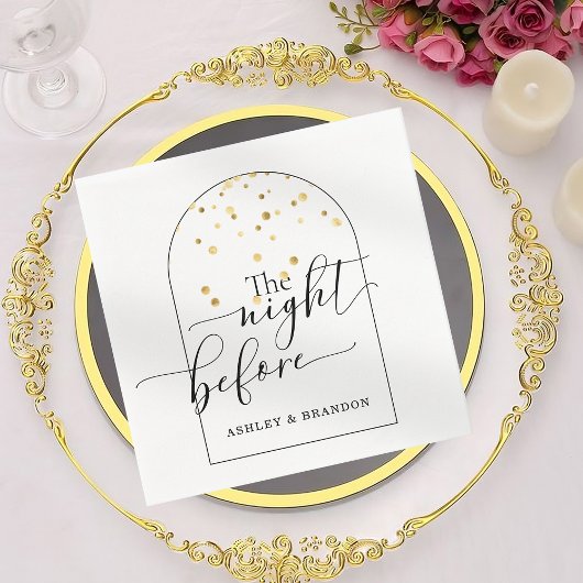 Serviette En Papier Paillettes d'or Script minimal La Nuit Avant