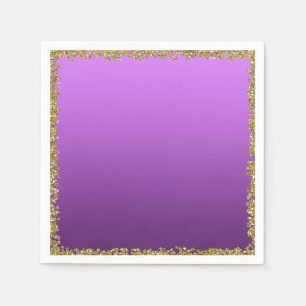 Serviette En Papier Paillettes dorées plongées dans le violet, glamour