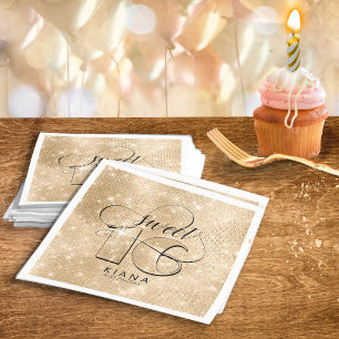 Serviette En Papier Paillettes et Brillant Sweet 16 Gold ID675
