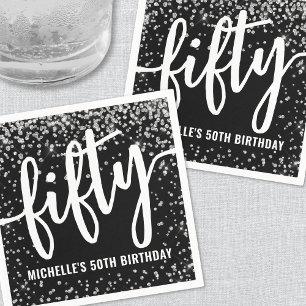 Serviette En Papier Paillettes Noires 50e Anniversaire