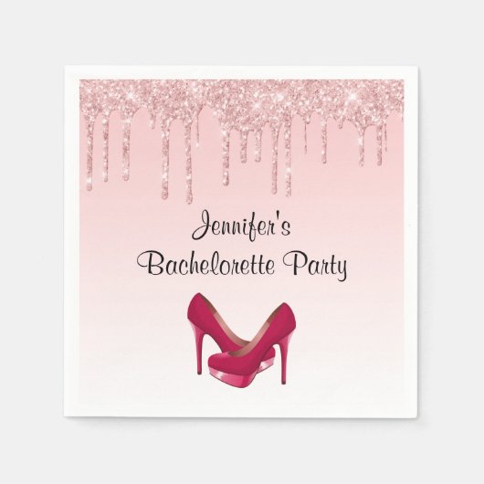 Serviette En Papier Paillettes Pink Dripping (Devant)