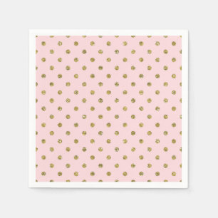 Serviette En Papier Paillettes rose et or pois chic fête scintillante