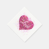Serviette En Papier Paillettes rose mousseux, amour graffiti valentine (Coin)