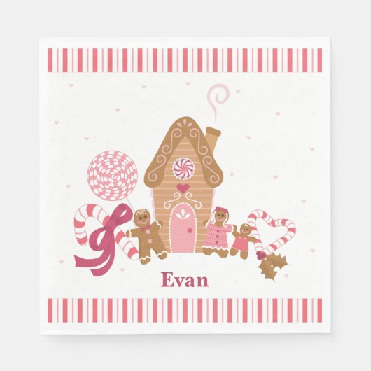 Serviette En Papier Pain d'épice blanc mignon Papier à bonbons Napkin (Devant)