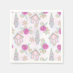 Serviette En Papier Pain d'épice de Noël rose