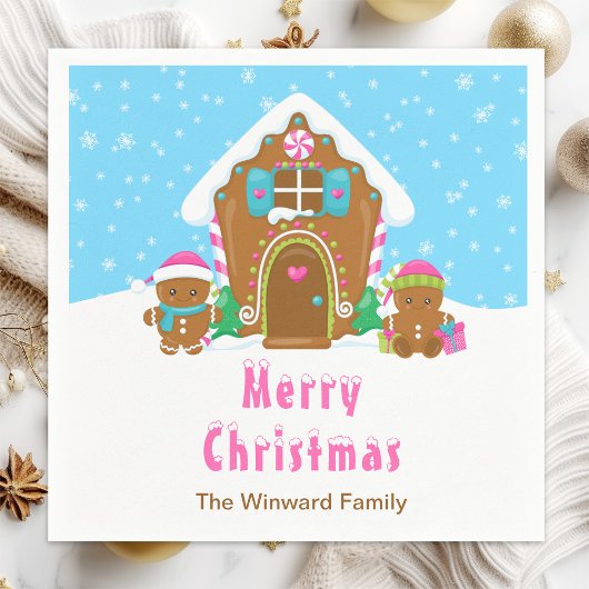 Serviette En Papier Pain d'épice Décoration Party Bleu clair et rose