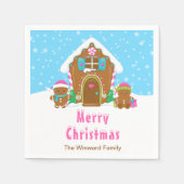 Serviette En Papier Pain d'épice Décoration Party Bleu clair et rose (Devant)