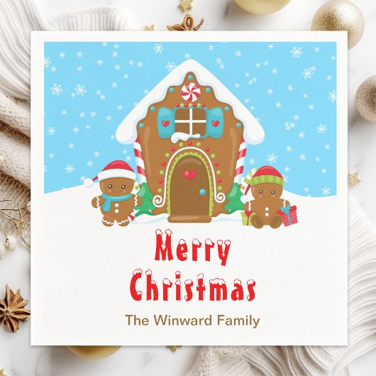 Serviette En Papier Pain d'épice Décoration Party Bleu et Rouge clair