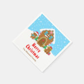 Serviette En Papier Pain d'épice Décoration Party Bleu et Rouge clair (Coin)