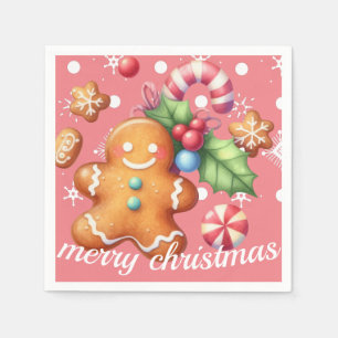 Serviette En Papier Pain d'épice Noël Menthe Bleu Nom Rose