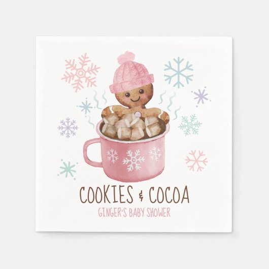 Serviette En Papier Pain d'épices Cookies et cacao Baby shower fille (Devant)