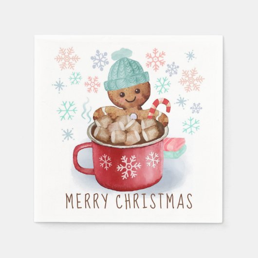 Serviette En Papier Pain d'épices Cookies et cacao Noël (Devant)