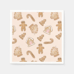 Serviette En Papier Pain d'épices rose doux motif de Noël
