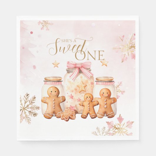 Serviette En Papier Pain d'épices rose doux Noël Fille Anniversaire (Devant)