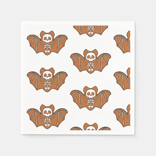 Serviette En Papier Pain d'épices Squelette Bat (Devant)