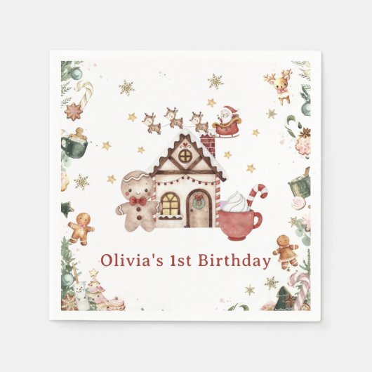 Serviette En Papier Pain d'épices vert Noël Cookies Anniversaire (Devant)