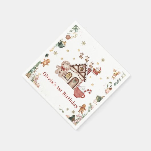 Serviette En Papier Pain d'épices vert Noël Cookies Anniversaire (Coin)